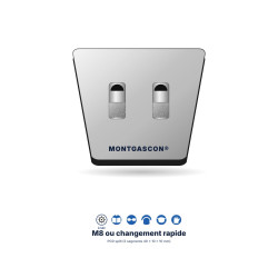 Patin PCD de décapage M8 / changement rapide Montgascon® – PCD split (2 segments 40 x 10 x 10 mm), argent