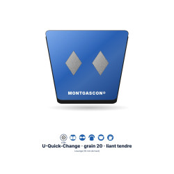 Patin diamant à fixation U (Quick-Change) Montgascon® – Losange (10 mm de haut), grain 20, liant tendre, bleu
