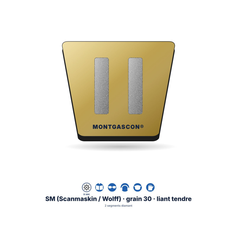 Patin diamant à fixation SM (Scanmaskin / Wolff) Montgascon® – grain 30, liant tendre, or