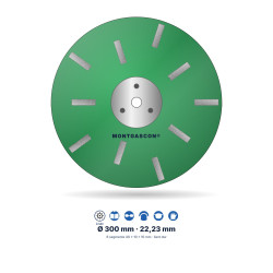 Plateau de ponçage diamant Ø 300 mm Montgascon® – 8 segments 40 x 10 x 10 mm, liant dur, vert
