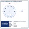 Plan technique coté – Plateau de ponçage PCD Ø 300 mm Montgascon® – 10 PCD 1/4, noir, rotation droite