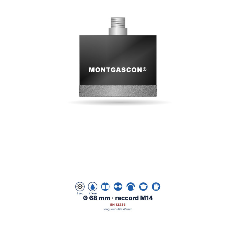 Foret diamant M14 Montgascon® perçage rapide Ø 68 mm