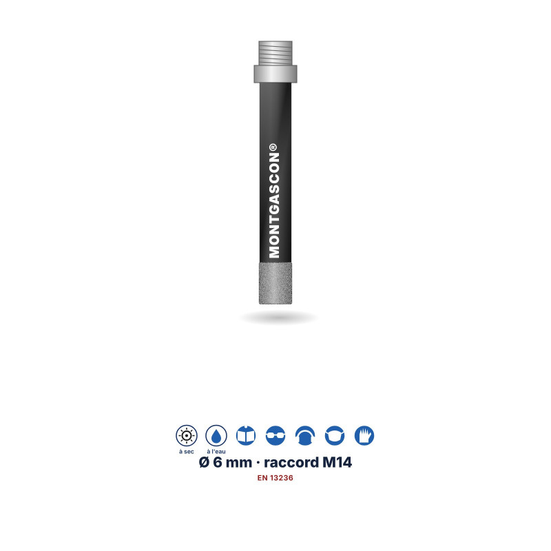 Coffret de 3 forets diamant M14 Montgascon® grès cérame – Ø 6/8/10 mm