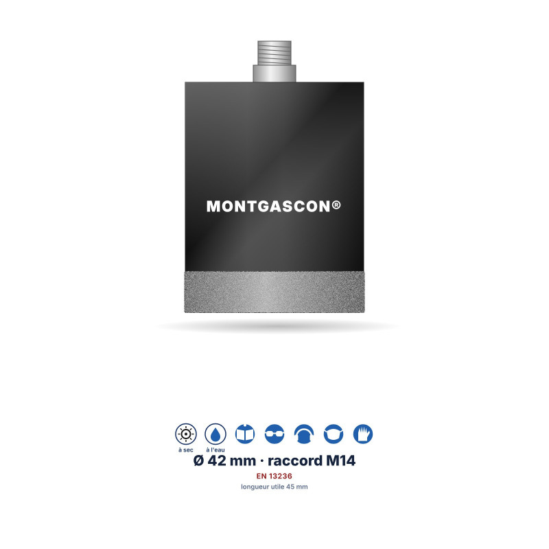 Foret diamant M14 Montgascon® à sec grès cérame Ø 42 mm