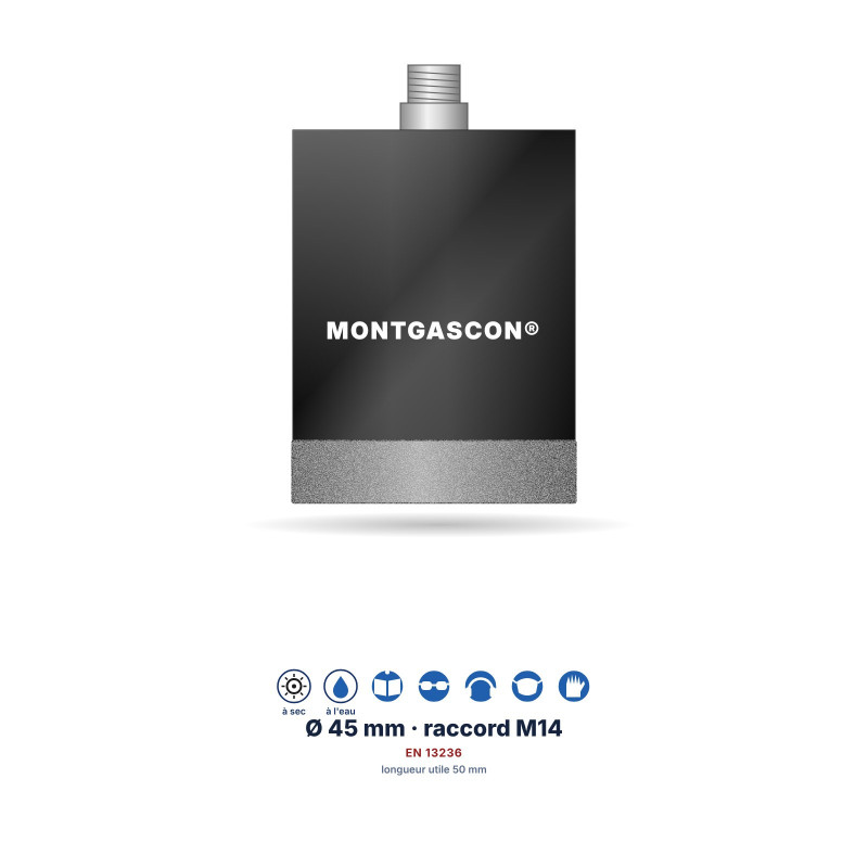 Foret diamant M14 Montgascon® à sec grès cérame et granit Ø 45 mm