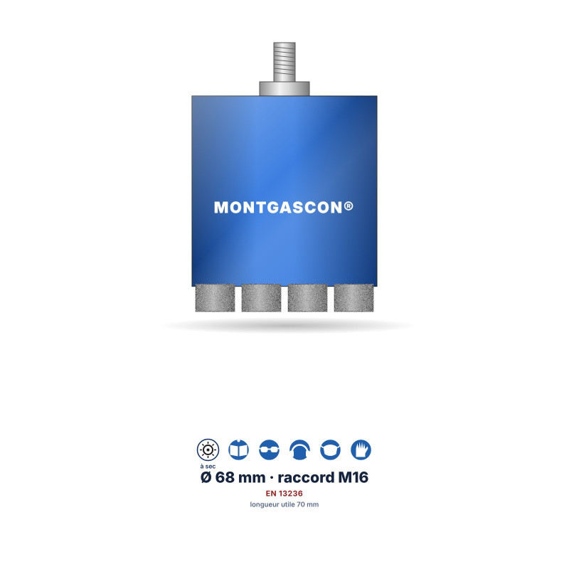 Trépan diamant laser maçonnerie Montgascon® Ø 68 mm – 4 segments