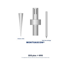 Kit adaptateur Montgascon® SDS plus-M16 avec foret de centrage et chasse-cône