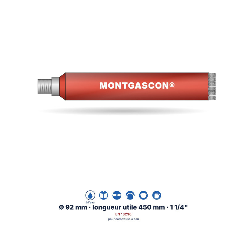 Carottier diamant Montgascon® 1 1/4" Ø 92 mm – béton armé