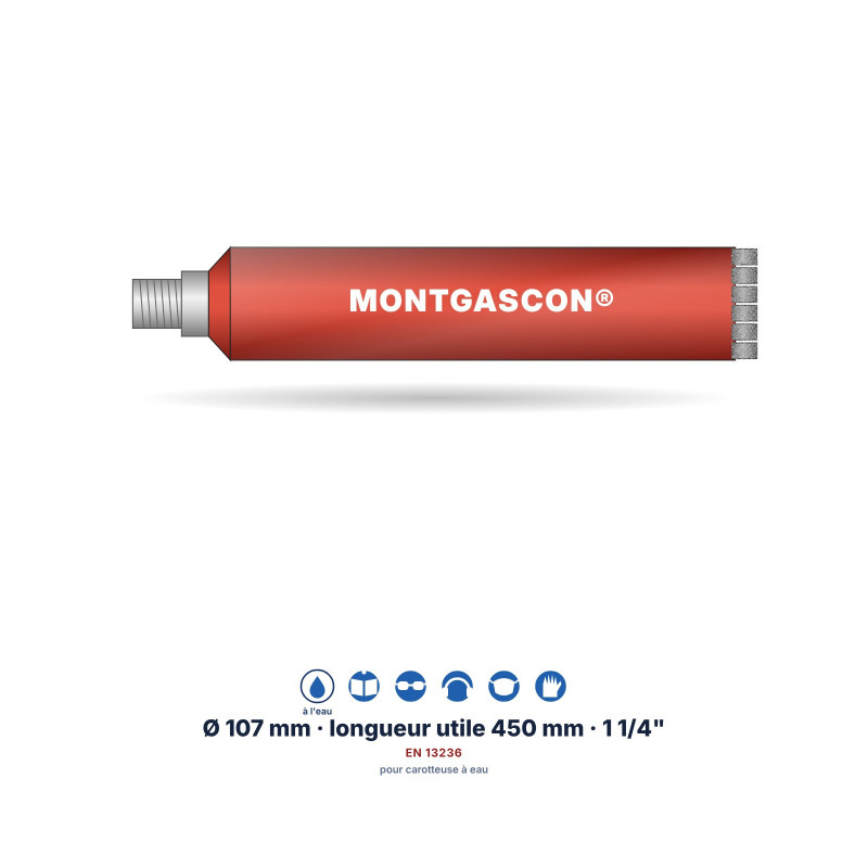 Carottier diamant Montgascon® 1 1/4" Ø 107 mm – béton armé