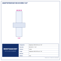 Plan technique coté – Adaptateur Montgascon® Hilti DD-BI vers 1 1/4"